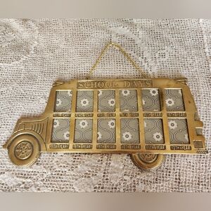 Vintage Brass School Days Bus Picture Frame - Grades 1 - 12